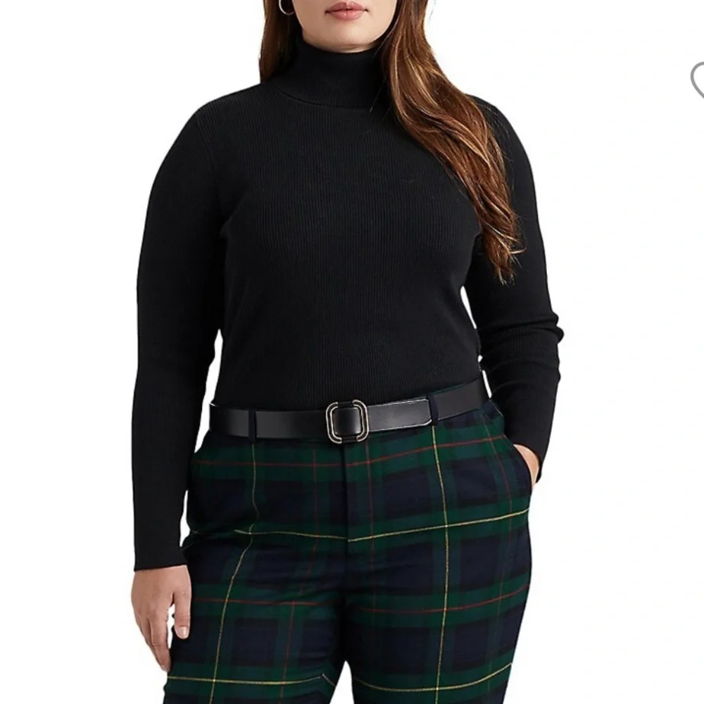 LAUREN Ralph Lauren Plus Size Plaid Pleated Twill Ankle Pants - Picture 3 of 14